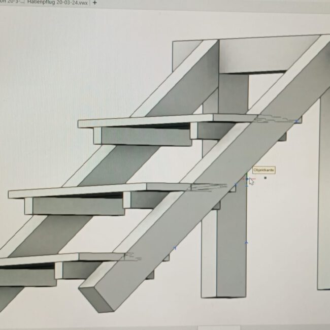 3D Modell einer Holztreppe für die Planung